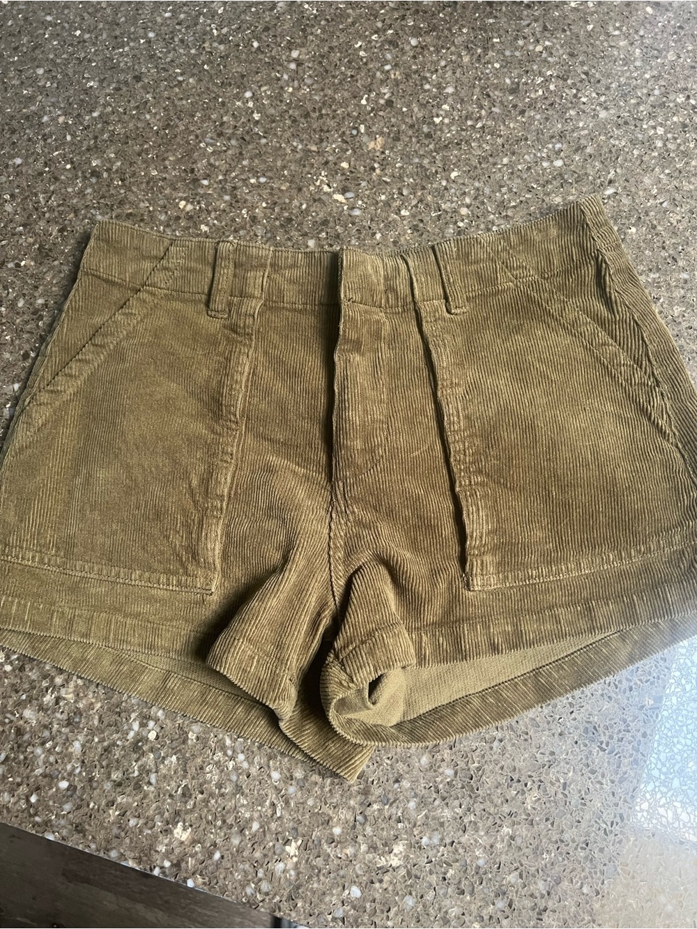 Forever 21 Olive Green High-Waist Corduroy Shorts Size S Retro Summer Boho Y2K